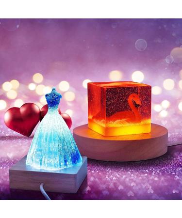 YAKAMOZ LED Lights Display Base Stand - 7 Colored Round Wooden Lighted Base for Laser Glass Resin Art - Buy Online on GoSupps.com