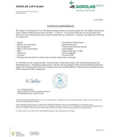 Vita World Reishi Extract 500mg 100 Vegetarian Capsules with Certificate of Analysis Made in Germany - Buy Online on GoSupps.com