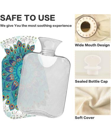 NAANLE Hot Water Bottle with Cover - 1L Paisley Transparent Heat Bottle for Menstrual Cramps Pain Relief & Therapy - Buy Online on GoSupps.com