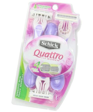 Schick Quattro for Women Disposable Razors - Sensitive Skin - 3 Count, Pack of 2 - Buy Online on GoSupps.com