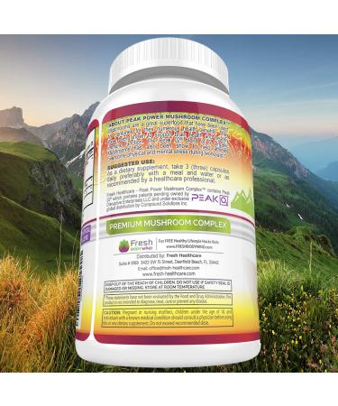 FRESH HEALTHCARE Peak Power Mushroom Supplement - 90 Vegan Capsules for Immune & Brain Support with Lions Mane, Cordyceps, Reishi, Turkey Tail, and Shiitake - Buy Online on GoSupps.com