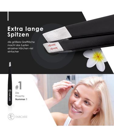 Plucking Fabcare Eyebrow Tweezers with Anti-Slide Coating | Professional Gimmick Tweezers & Etui for Precision Grooming - Buy Online on GoSupps.com
