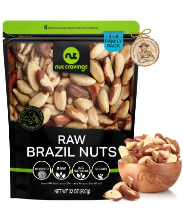 Raw Brazil Nuts, Unsalted, No Shell, Whole, Superior to Organic (32oz - 2 LB) Bulk Nuts Packed Fresh in Resealable Bag - Healthy Protein Food Snack, All Natural, Keto Friendly, Vegan, Kosher Brazil Nuts Raw - 32 Ounce