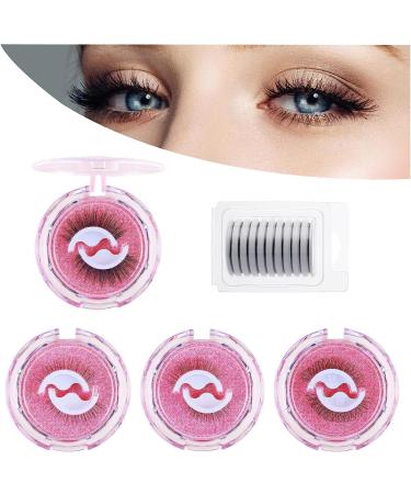 Reusable Self-Adhesive Eyelashes Natural Looking False Eyelashes Long Curly Eyelashes No Glue/Eyeliner/Magnet Waterproof and Easy to Apply (4 Pairs)