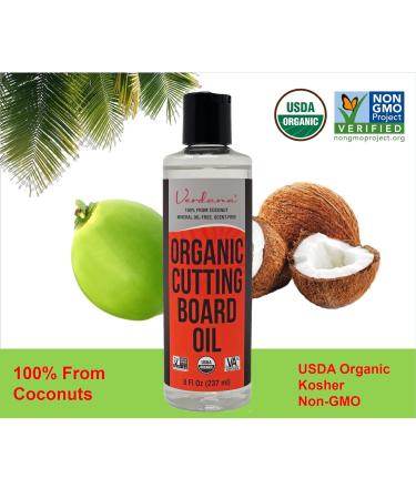 Verdana Organic Cutting Board Oil | Food Grade Non-GMO Vegan | 100% Coconut Derived Butcher Block Conditioner | Safe Mineral Oil-Free | 8 Fl Oz - Buy Online on GoSupps.com