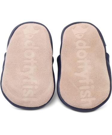 Dotty Fish Soft Leather Baby Shoes | Non Slip Toddler Shoes | Animal Designs for Boys/Girls | Navy Whale | 0-6 Months - 4-5 Years - Buy Online on GoSupps.com