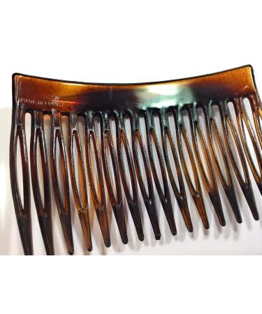 2 x Havana Brown Split Tooth Insert Combs - Made in France (7 x 4.6 cm) | Premium Quality Hair Accessories Buy Internationally - Buy Online on GoSupps.com