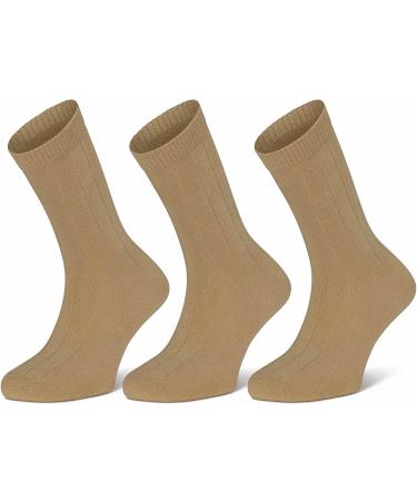 Sugar Free Sox Men's Diabetic Socks 3-Pack, Ribbed Mid-Calf, Khaki (Size 10-13) - Buy Online on GoSupps.com