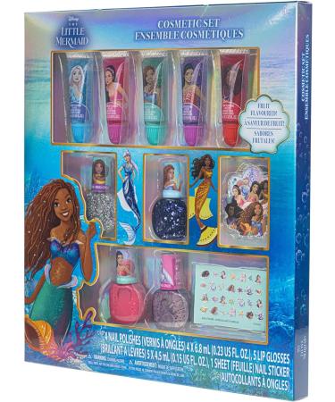 Townley Girl Disney The Little Mermaid Sparkly Makeup Set for Girls - 11 Pcs, Lip Gloss, Nail Polish, Stickers | Ideal for Parties, Sleepovers | Birthday Gift for Girls 3 Yrs - Buy Online on GoSupps.com