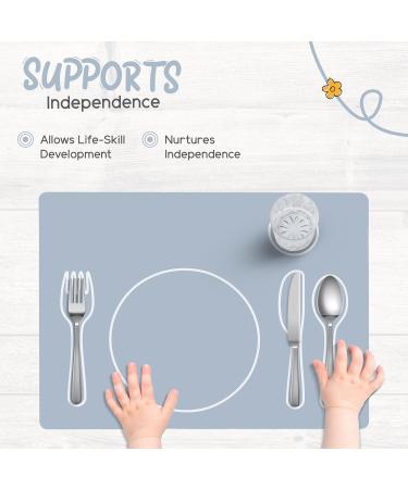Montessori Toddler Silicone Placemat - Non-Slip & Easy-to-Clean Dining Mat for Kids - Eco-Friendly Grey - Buy Online on GoSupps.com