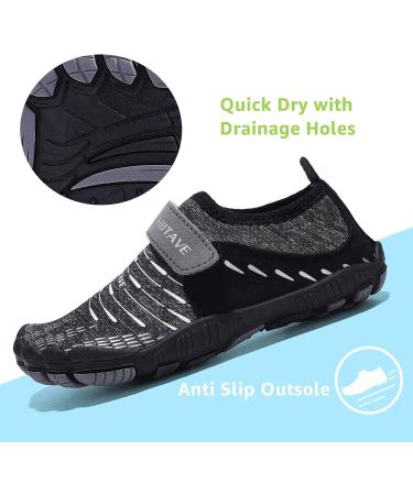 HIITAVE Kids Water Shoes - Quick Drying Aqua Sneakers, Dark/Gray, Big Kid Size 3 - Buy Online on GoSupps.com