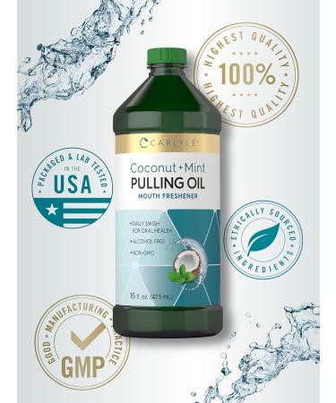 Carlyle Pulling Oil for Teeth & Gums | 16 Fl Oz Pack of 2 | Coconut and Mint | Alcohol Free & Non-GMO - Buy Online on GoSupps.com