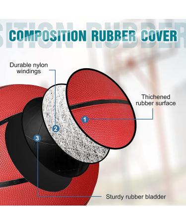 Libima Official Size 5 Rubber Basketball Set - Purple/Green/Red - Indoor/Outdoor Game Practice Training Ball for Kids, Youth, Men, Women - Includes Pump - 27.5 - Buy Online on GoSupps.com