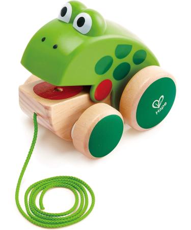 Hape Pull Frosch Fridolin - Wooden Frog Pull Toy for Toddlers | Colorful Fly-Eating Toy | International Shipping Available - Buy Online on GoSupps.com