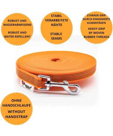 Twinkys Dog Style Tow Leash - Rubberized 20mm Wide 10m Length for Dogs up to 50kg - Hand Loop Free - Made in Germany - Orange - Buy Online on GoSupps.com
