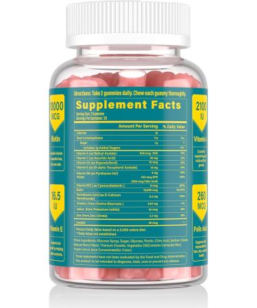 Biotin Gummies -Hair Skin and Nails Vitamins for Men & Women Vegan Vitamin B7 Supports Hair Growth and Stronger Nails 30 Day Supply - Raspberry-60 Count Raspberry 1 Count (Pack of 60) - Buy Online on GoSupps.com