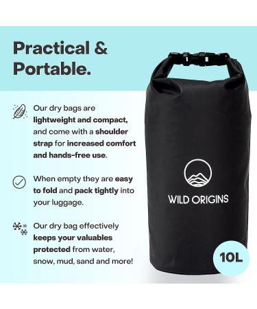 Wild Origins 10L Waterproof Dry Bag - IPX6 Roll Top Compression Sack for SUP Paddle Board & Water Sports - Ideal for Kayak, Surfboard, Longboard, Beach, Boating, Camping - Paddle Board Accessories - Buy Online on GoSupps.com
