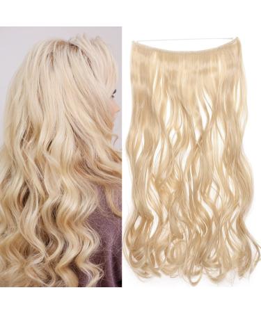 Hair Extensions secret headband simply invisible crown wire in hair extension hair part for women 50cm wavy golden mixture bleach blonde