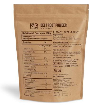 MB Herbals Beet Root Powder 8 oz | Water Soluble Beetroot for Smoothies & Baking | Gluten Free International Shipping Available - Buy Online on GoSupps.com