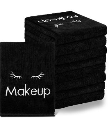 30 Pieces Microfiber Makeup Remover Cloths 13 x 13 Inches Makeup Towels Reusable Absorbent Make up Removers Face Wash Cloth Makeup Washcloths with Makeup Embroidery for Women  Black