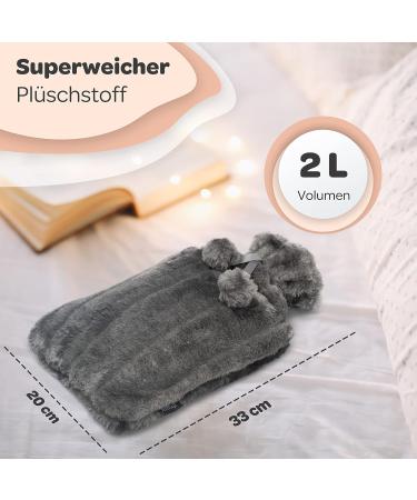 Mouji Premium 2L Hot Water Bottle with Fluffy Cover | Thermophor | Ideal Heat Bag for Adults | Comfortable Bed Heating Solution - Buy Online on GoSupps.com