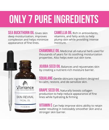 Vibriance Skin Revival Facial Oil | Vegan Hydrating Oil for Dry Skin | USA-Made Natural Ingredients | Vitamin E Sea Buckthorn & Squalane | Paraben-Free & Sensitive Skin Safe - Buy Online on GoSupps.com