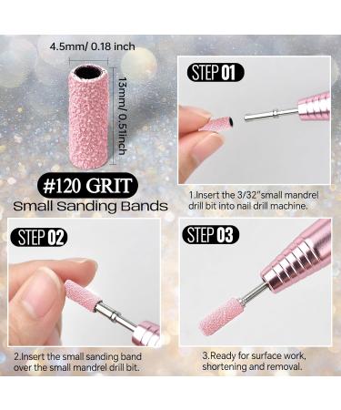 Sanding Bands for Nail Drill - 50 Pcs Pink Medium Grit with 3.1MM Mandrel Bit Set for Acrylic & Gel Nails - International Shipping - Buy Online on GoSupps.com