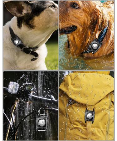 IP68 Waterproof Airtag Dog Pendant - 2 Pack | Apple Airtag Holder & Keychain - Black with Handle - Buy Online on GoSupps.com