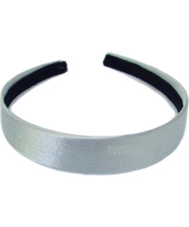 2.5cm (1") Silver Satin Covered Plastic Alice Band Hair Band Headband No Teeth for Women Girls by Glitz4Girlz