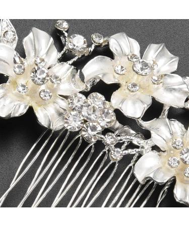 Wedding Bridal Hair Combs Vintage Imitation Crystal Hairpins Prom Jewelry Gold Silver Flower Pattern Hair Accessories Pins Women Silver - Buy Online on GoSupps.com