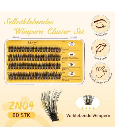 Self-Adhesive Eyelash Clusters - QUEWEL Natural Look Individual Extensions | 80 Reusable DIY Eyelashes for Beginners - Easy to Use (ZN04) - Buy Online on GoSupps.com