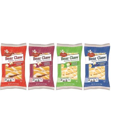 Cloverhill Danish Fruit Pastry Variety Pack - 12 Pack of Strawberry, Cherry, Blueberry & Apple Bear Claws - Buy Online on GoSupps.com