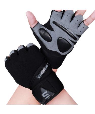 Sawan's fitness gloves training gloves for women and men wrist support padded extra grip palm protection training fitness workout cycling hanging pull-ups long hand loop l