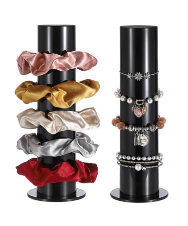 SUMTree Acrylic Scrunchie Display Holder Hair Ties Display Stand Bracelet Holder Jewelry Bracket Hair Scrunchie Organiser for Girl Women Cute Room Decor (black)