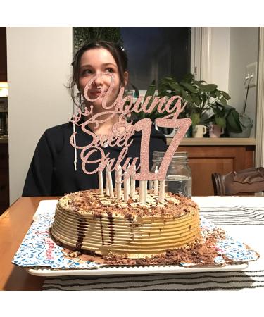 Young and Sweet Only 17 Cake Topper Dancing Queen 17 17th Birthday Cake Decor Happy 17th Birthday Party Decorations Rose Gold Glitter - Buy Online on GoSupps.com
