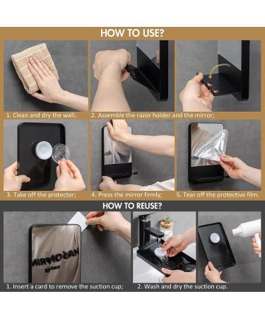 TAILI Fogless Shower Mirror with Razor Holder - No Drilling, Removable, Shatterproof & Waterproof - Black - Buy Online on GoSupps.com