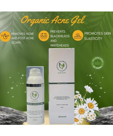 BioSam Acne Gel Pro: Acne-Fighting Moisturizer - Organic Blemish & Scar Treatment Gel with AHA Fruit Acids Vitamin C and Chamomile Ideal for Acne-Prone Skin Prevents Blackheads & Whiteheads - Buy Online on GoSupps.com
