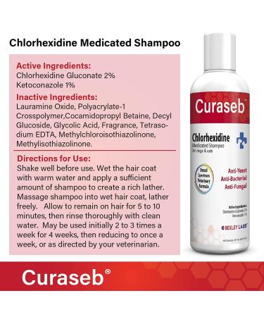 Curaseb Medicated Shampoo for Dogs & Cats - Treats Skin Infections & Hot Spots - Chlorhexidine & Ketoconazole (16 Oz) - Buy Online on GoSupps.com