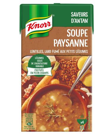 Knorr Soupe Secrets de Grand-Mère Peasant Soup Lentils/Smoked Bacon with Small Vegetables 1 L - Pack of 4