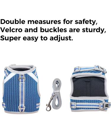 Pangdi Cat Harness and Leash Set - Escape Proof, Adjustable, Reflective - Blue Large - Buy Online on GoSupps.com