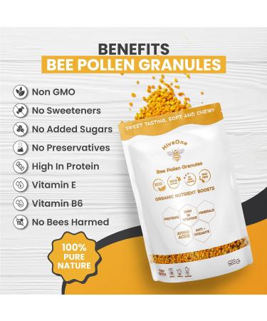 HIVE ONE BEE Pollen GRANULES 100% Organic 100% RAW Pure Fresh Bees Propolis Straight from The BEE Keeper HIGH Protein Vitamins B6 Vitamin E Amino ACIDS Natural Immune System Booster + More - Buy Online on GoSupps.com