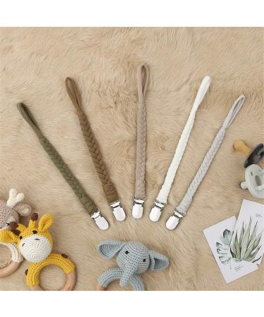 Pacifier Clip Set - Handmade Braided Binky Holder Leash for Boys and Girls - Fits All Pacifiers - Modern Unisex Baby Gift - 5 Pack - Buy Online on GoSupps.com