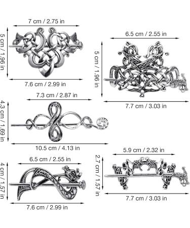 Noverlife 5PCS Celtic Hairpins - Vintage Silver Viking Hair Clips for Girls and Women - Buy Online on GoSupps.com