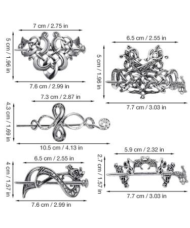 Noverlife 5PCS Celtic Hairpins - Vintage Silver Viking Hair Clips for Girls and Women - Buy Online on GoSupps.com