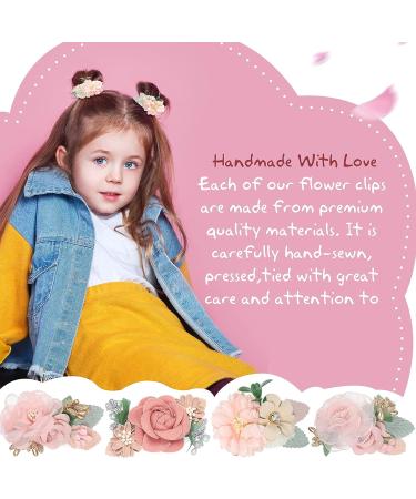 9-Piece Retro Style Flower Clips Hair Accessories for Girls - Pink Hair Bows Barrettes for Baby Toddler Teen Gifts - Buy Online on GoSupps.com