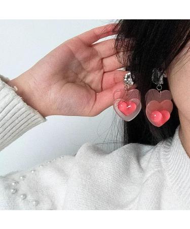 Feylie Sweet Pink Heart Earrings | Fashionable Acrylic Statement Jewelry | Perfect Gift for Women & Girls - Buy Online on GoSupps.com