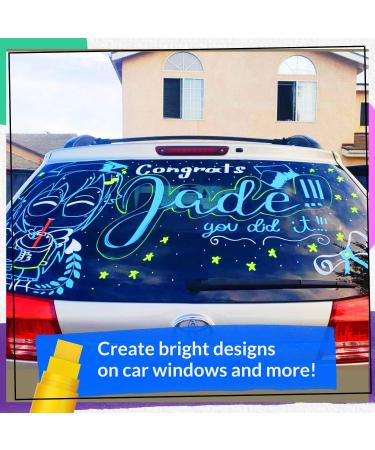 Funcils 8 Washable Window Markers for Cars - 15mm Neon Chalk Markers for Glass, Chalkboard, Blackboard, Auto - Bright Jumbo Tip, Loved by Teachers and Kids - Buy Online on GoSupps.com