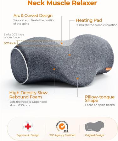 NIMOOD Neck Stretcher with Graphene Heating - Cervical Neck Traction Device for Neck Pain Relief and Muscle Relaxation - Grey - Buy Online on GoSupps.com