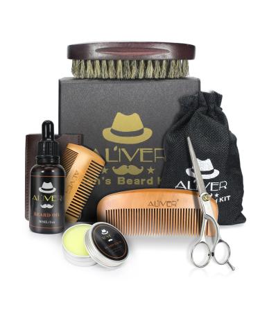 Beard Grooming Kit for Men care - beard Trimming Kit Includes 100% Stainless Japanese Scissors Mustache Beard Balm - beard Oil Growth Beard Brush Z Shaped Comb - Professional Barber Kit Gift Set