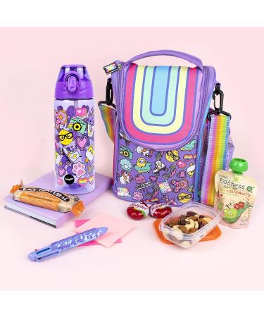 Fringoo Kids Water Bottle 600ml | Leakproof BPA-Free Straw Bottle | School, Nursery & Travel | Rainbow Smile Design - Buy Online on GoSupps.com
